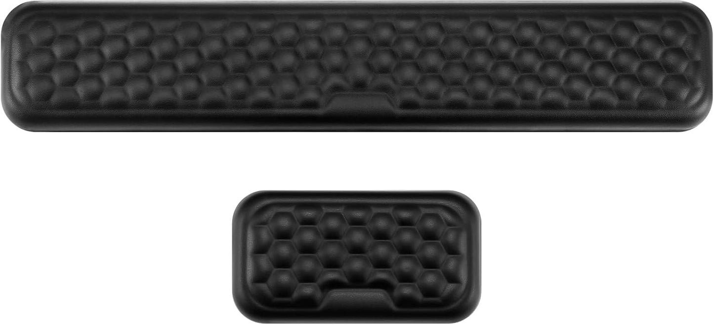 Hcskoss Keyboard Mat Set - Keyboard Wrist Rest Elbow Rest Pad Keyboard Mat Ergonomic Keyboard Mouse Pad with Wrist Support,Soft Memory Foam & Anti-Slip Base & Pain Relief for Office,Computer Gaming