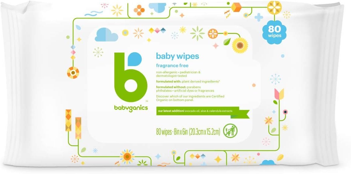 Babyganics Baby Wipes, Fragrance Free, 80 ct