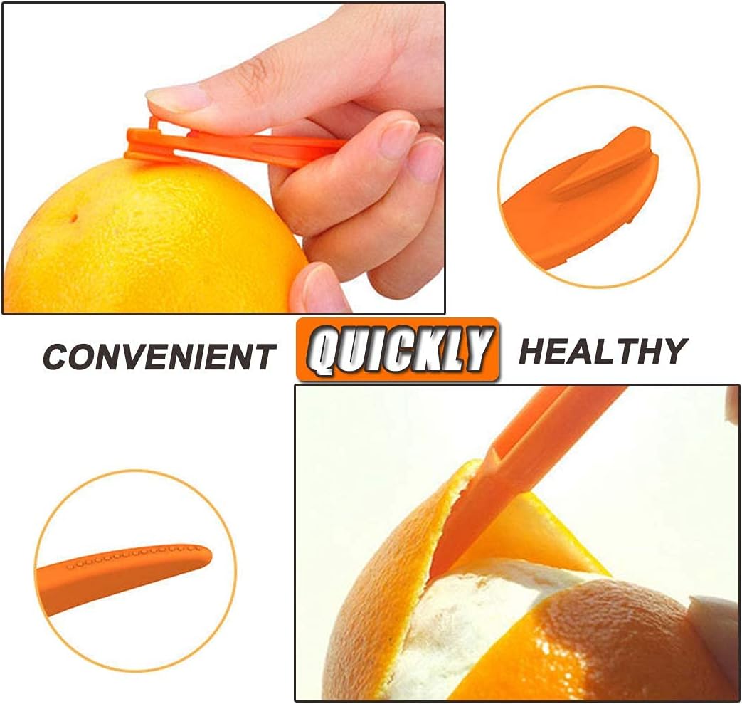 Orange Peeler tools Plastic Orange Peeler Citrus Remover Easy Open Citrus Lemon Citrus Peel Cutter Vegetable Slicer Fruit Tools Kitchen Gadgets (Orange 2 Pack)