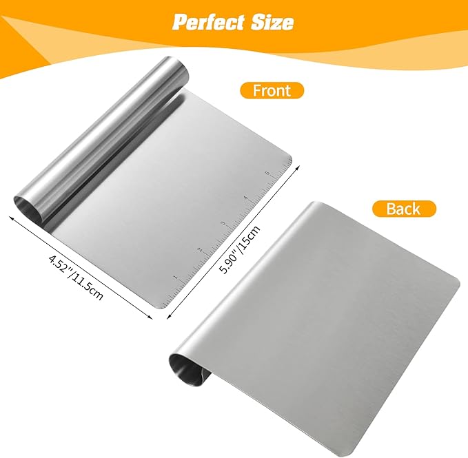 8 Pack Stainless Steel Food Scraper and Chopper Large Griddle Spatula Kitchen Tool Gadget,Multi-purpose Kitchen Utensil for Dough, Cake, Pizza