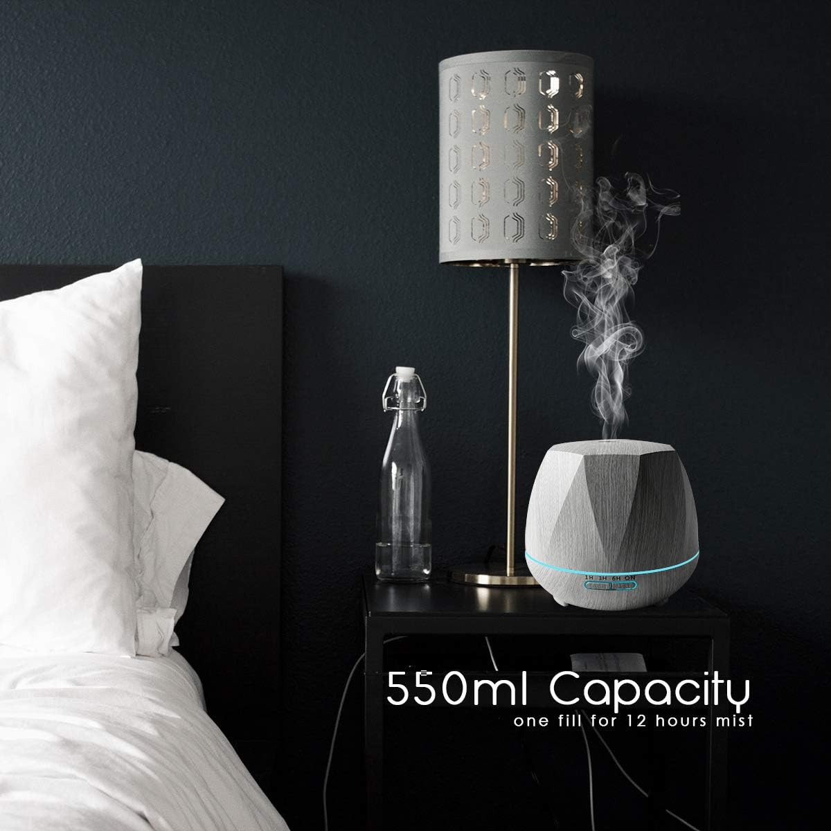 Aromatherapy Essential Oil Diffuser 550ml Ultrasonic Diffusers Cool Mist Air Humidifier with Remote Control 7 Colors LED Lights and Waterless Auto Shut-Off Timer for Home Bedroom Room Office