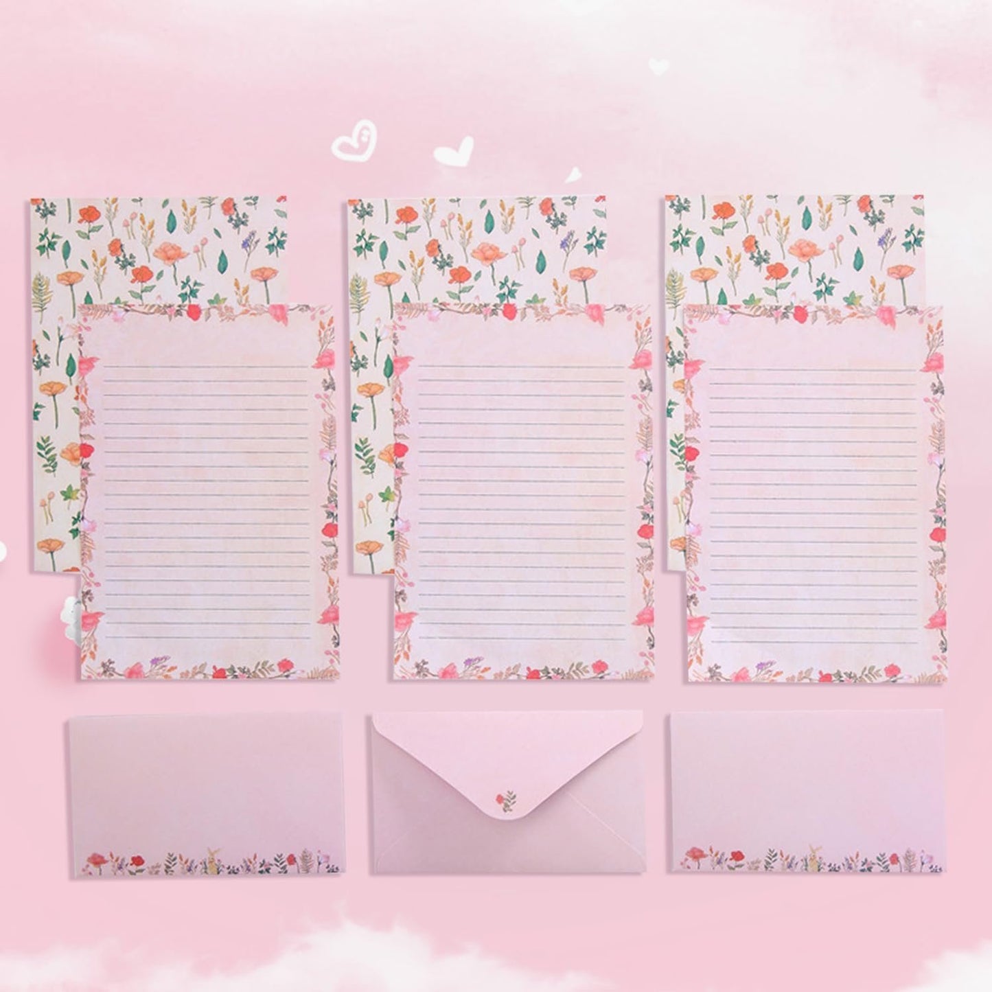 90PCS Stationery Kit - Cute Writing Stationery Paper & Envelopes Set (60 Papers + 30 Envelopes)