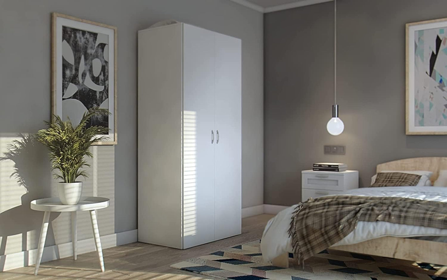 AVANTI TRENDSTORE - Balu 2.3 and 4 Hinged Door Wardrobe, Available in 2 Different Colours and 3 Different Widths (White, 2 Doors)