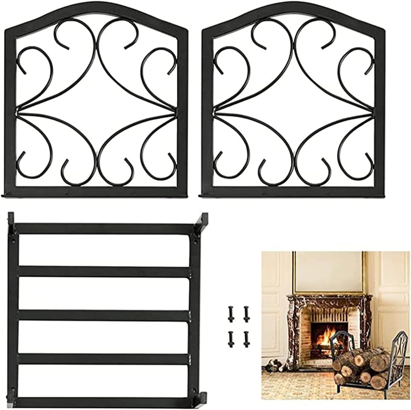 Firewood Stand Small Firewood Racks Heavy Duty Steel Wood Storage Log Rack Holder Fireplace Log Holder Firewood Holder Log Basket Strong and Sturdy (Color : Black Size : 35x38x40cm) (Black 35x38x40cm)