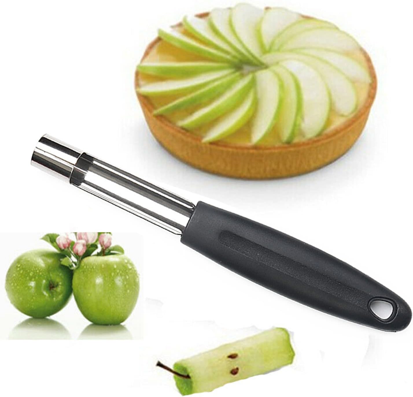 Soft Touch Apple Corer Remover Stainless Steel Core Seed Twist Pear Kitchen Tool Fruit Pear Corer Slicer Peeler with Sharp Serrated Blade Perfect Kitchen Utensil & Gadget for Coring Fruits