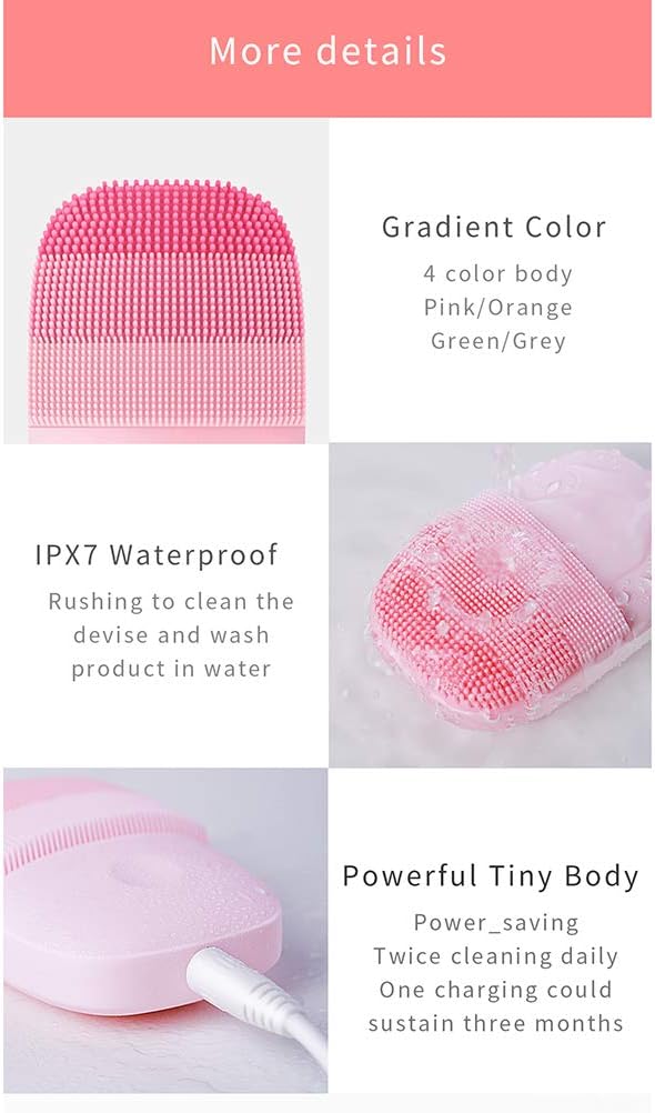 inFace Sonic Facial Cleansing Brush Massager Skin Care Rechargeable - Pink, 80 x 53 x 30.4mm