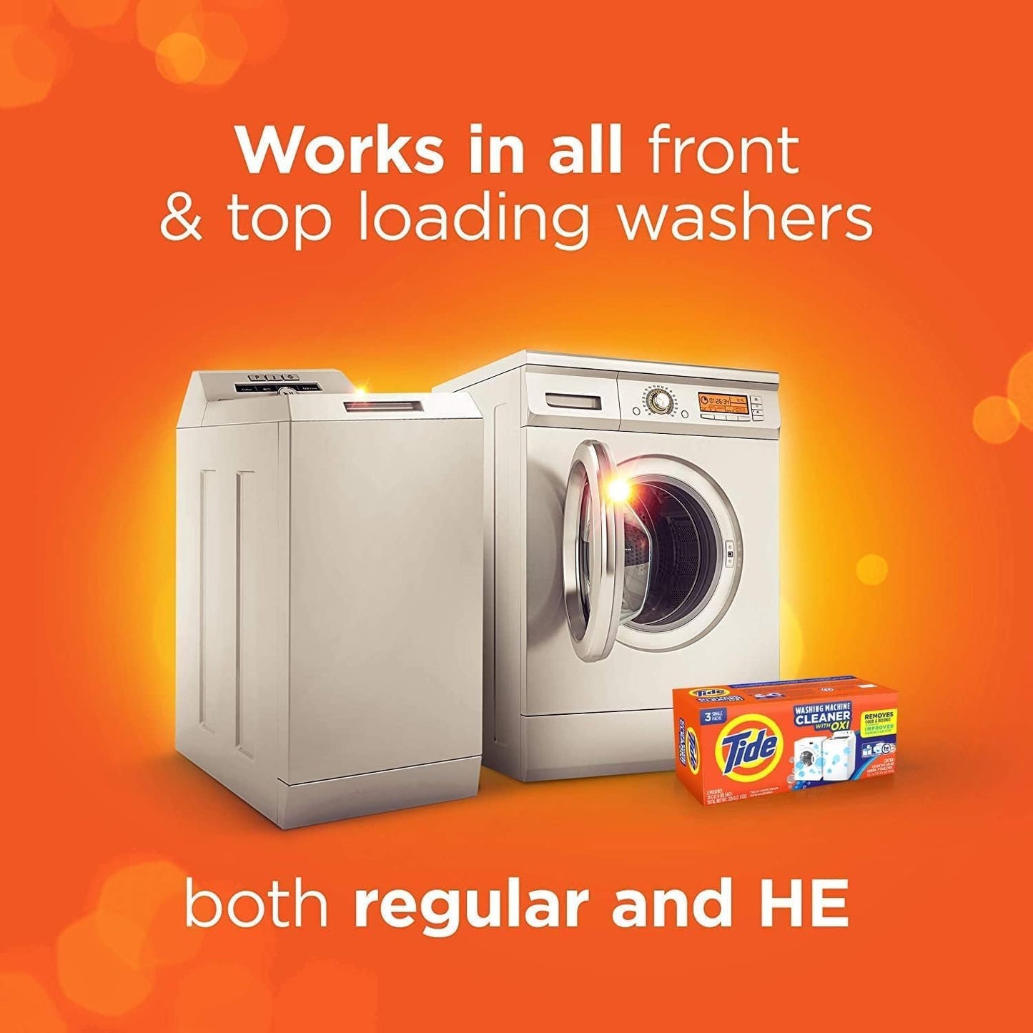 Tide Washing Machine Cleaner, Washer Machine Cleaner with Oxi for Front and Top Loader Washer Machines, Deep Cleaning Residue & Odor Eliminator, 3 Count (Pack of 1)