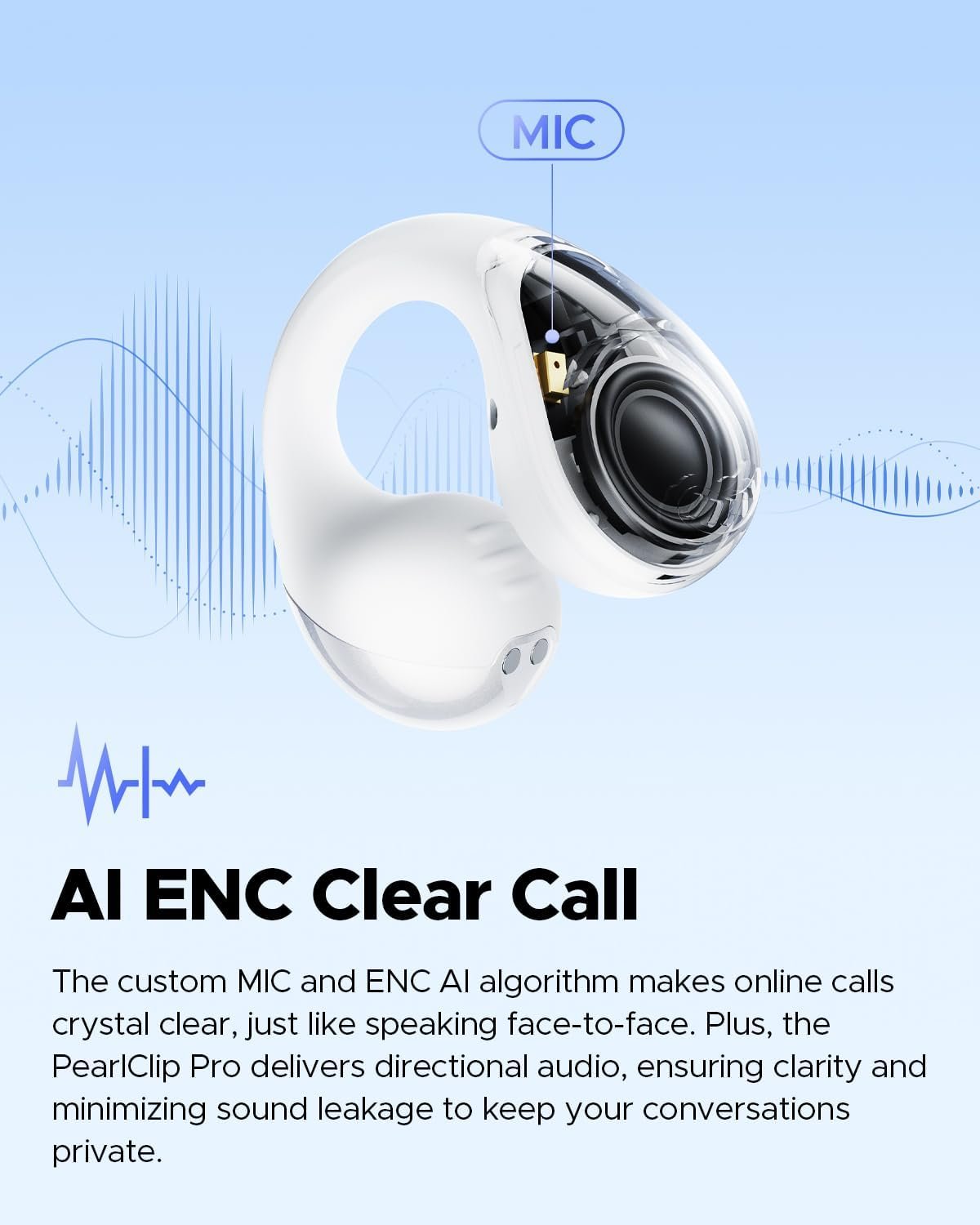 SoundPEATS PearlClip Pro Ear Clip Earbuds, Open-Ear Wireless Earphones Bluetooth 5.4 with Mic, IPX5 Waterproof, Clip On Headphones 24 Hours Playtime, APP Control for Running/Cycling/Fitness