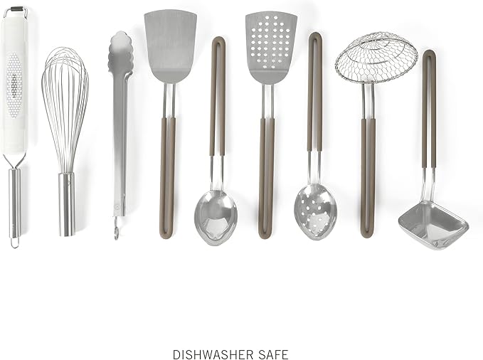 Martha Stewart 9-Piece Stainless Steel Prep & Serve Kitchen Gadget and Tool Set - Dishwasher Safe