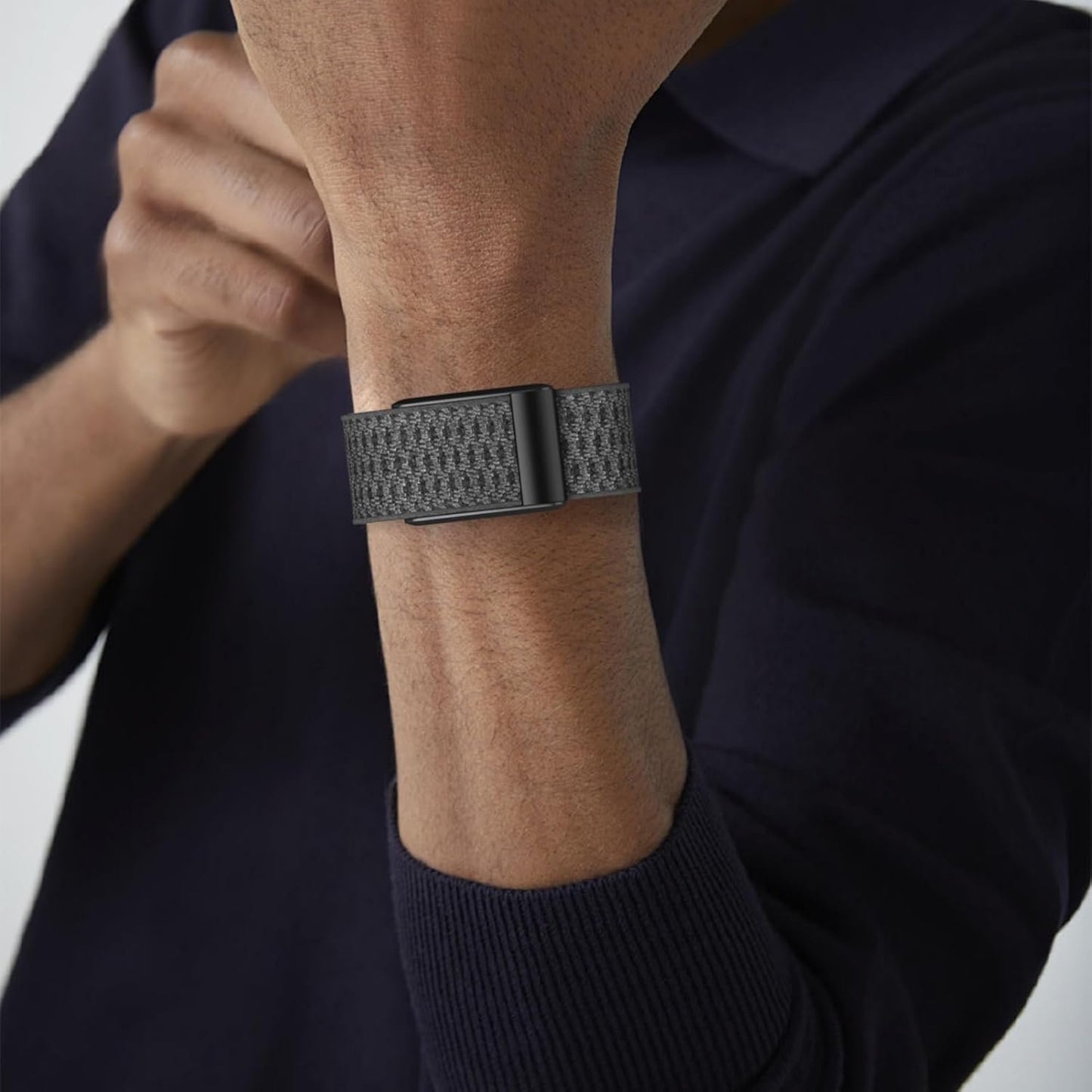 Pashm Stretchy Bands Compatible with Whoop 4.0 for Women Men, Adjustable Sport Comfort Nylon Stretchy Elastic Braided Wristbands for Whoop 4.0 Wearable Health, with U Shapped Connector