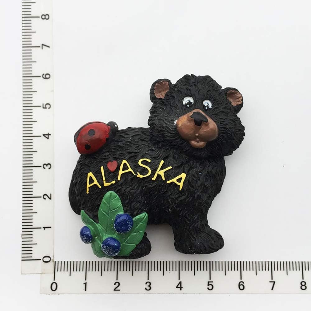 Alaska Black Bear 3D Resin Fridge Magnet Travel Souvenir Gifts Handmade Home Kitchen Decoration Alaska