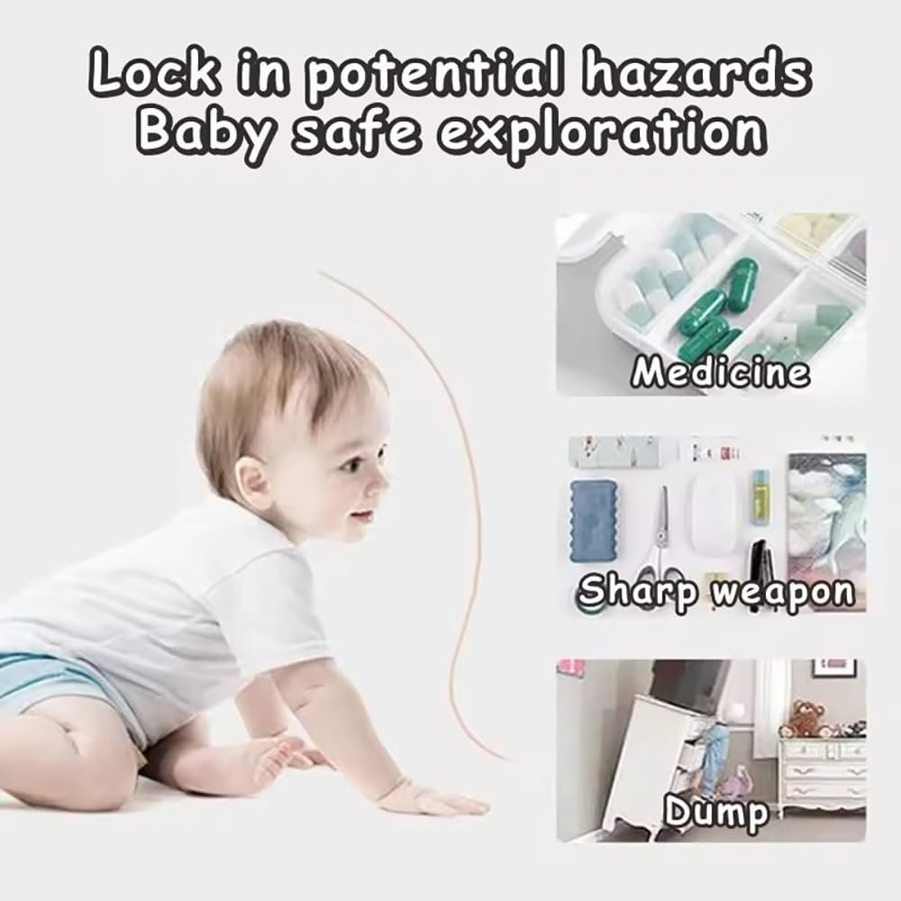 Baby Locks (10-Pack) Child Safety Cabinet Proofing, Safes Quick and Easy Adhesive Installation, Cabinet Drawer Door Latches, No Tools Required,Multifunctional for Furniture Kitchen.