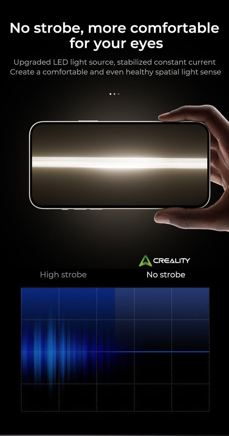 Creality Upgraded Ender-3 V3 Plus LED Light Bar Kit for 3D Printer, Upgraded LED Chip, Energy and Power Saving, Easy Installation, Soft Light