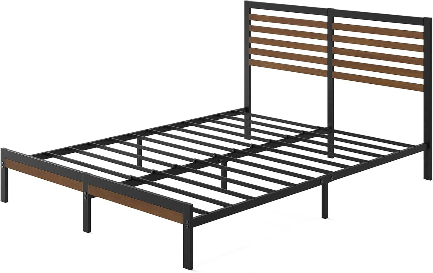 Zinus Kai Bamboo and Metal Bed Frame Hybrid Platform Base with Footboard - King