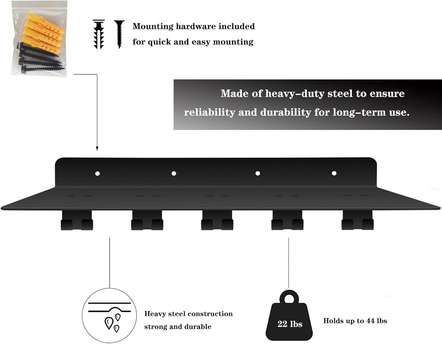 VOHYOV Fit for Tonal Accessory Floating Shelves Black Tonal Accessory Shelf Organize Tonal Home Gym Accessories Workout Equipment Storage Rack Metal Hanging Wall T Lock Shelf