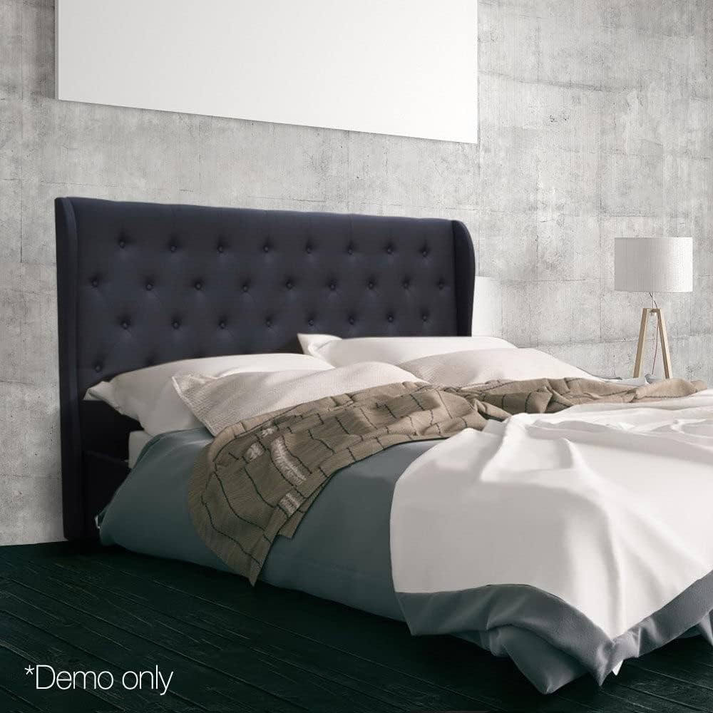 Artiss Queen Bed Frame Platform Wingback Headboard Frames Gas Lift Beds Base with Storage Space Bedroom Room Decor Home Furniture, Upholstered with Charcoal Faux Linen Fabric + Foam + Wood