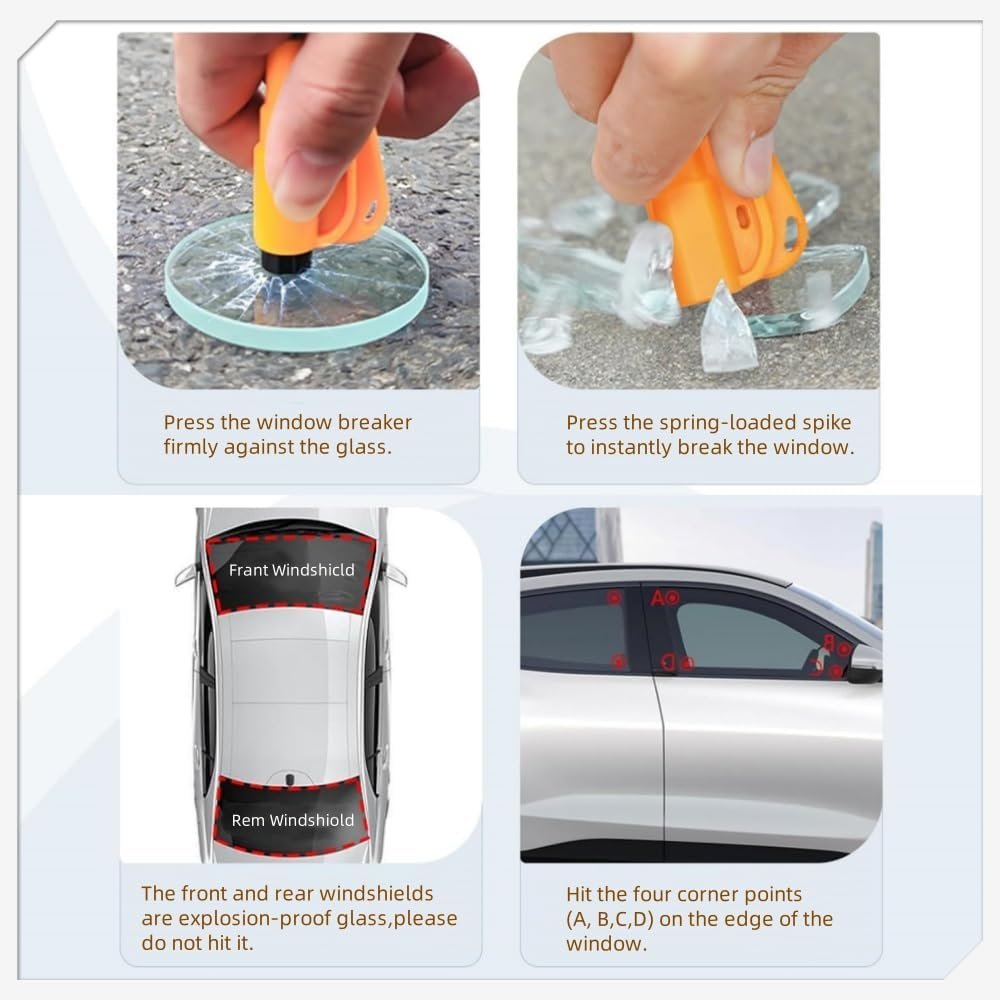 3 Pcs Compact safety hammers, Emergency Keychain Car Escape tool, 3-in-1 Seat Belt Cutter and Window Breaker