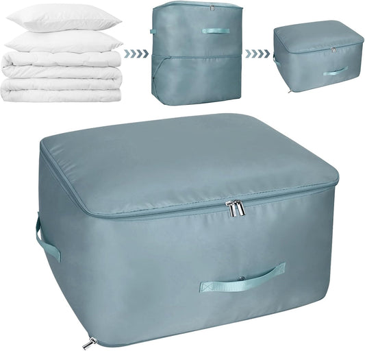 Self-Compression Organizer, Space-Saving Organizer, Compressible Organizer, Storage Bag for Duvets, Blankets and Clothes (Grey, 54 x 42 x 60 cm)