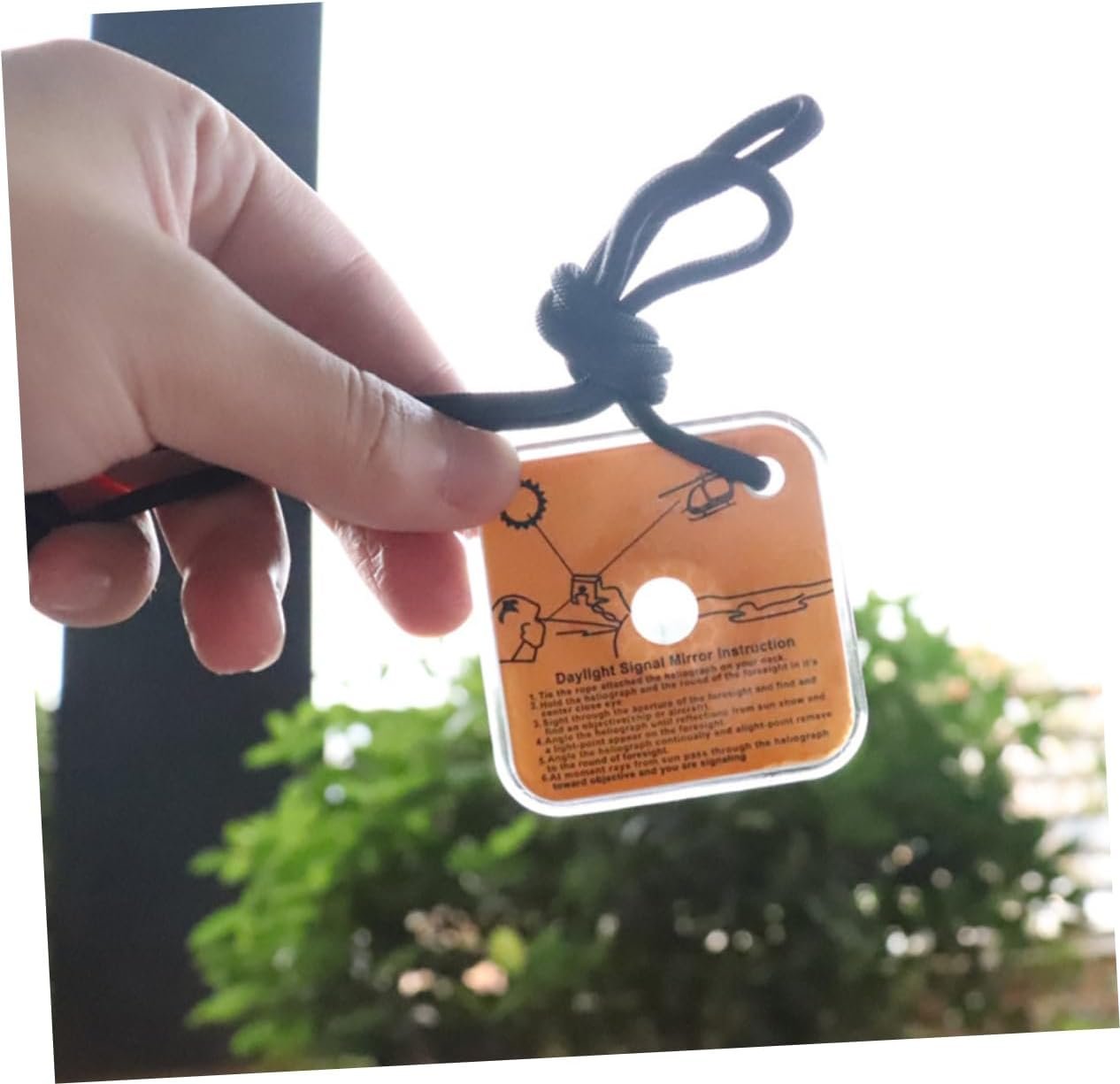 Holibanna Daylight Signal Mirror Orange Reflective Survival Mirror for Outdoor Activities Emergency Use