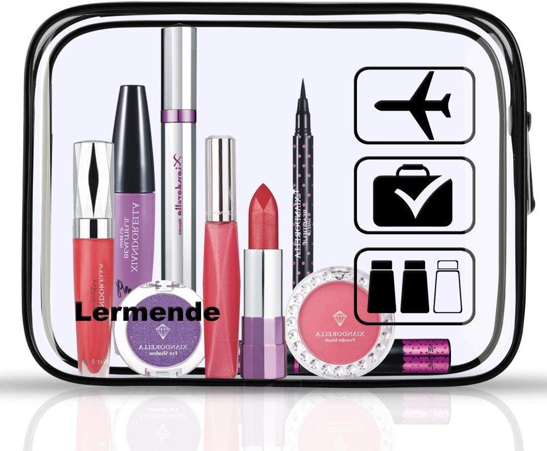 Lermende 2pcs Clear Toiletry Bag TSA Approved Travel Bag,Carry On for Travel,Airport Airline Accessories Compliant Bag,Quart Sized Makeup Cosmetic Bag Women Men