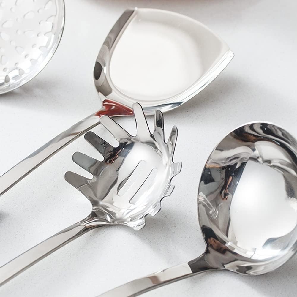 NSTVVEE Cucchiai da Cucina in Acciaio Inossidabile Spatole Utensili da Cucina Set da 7 Pezzi Utensili da Cucina e Gadget (Oro)