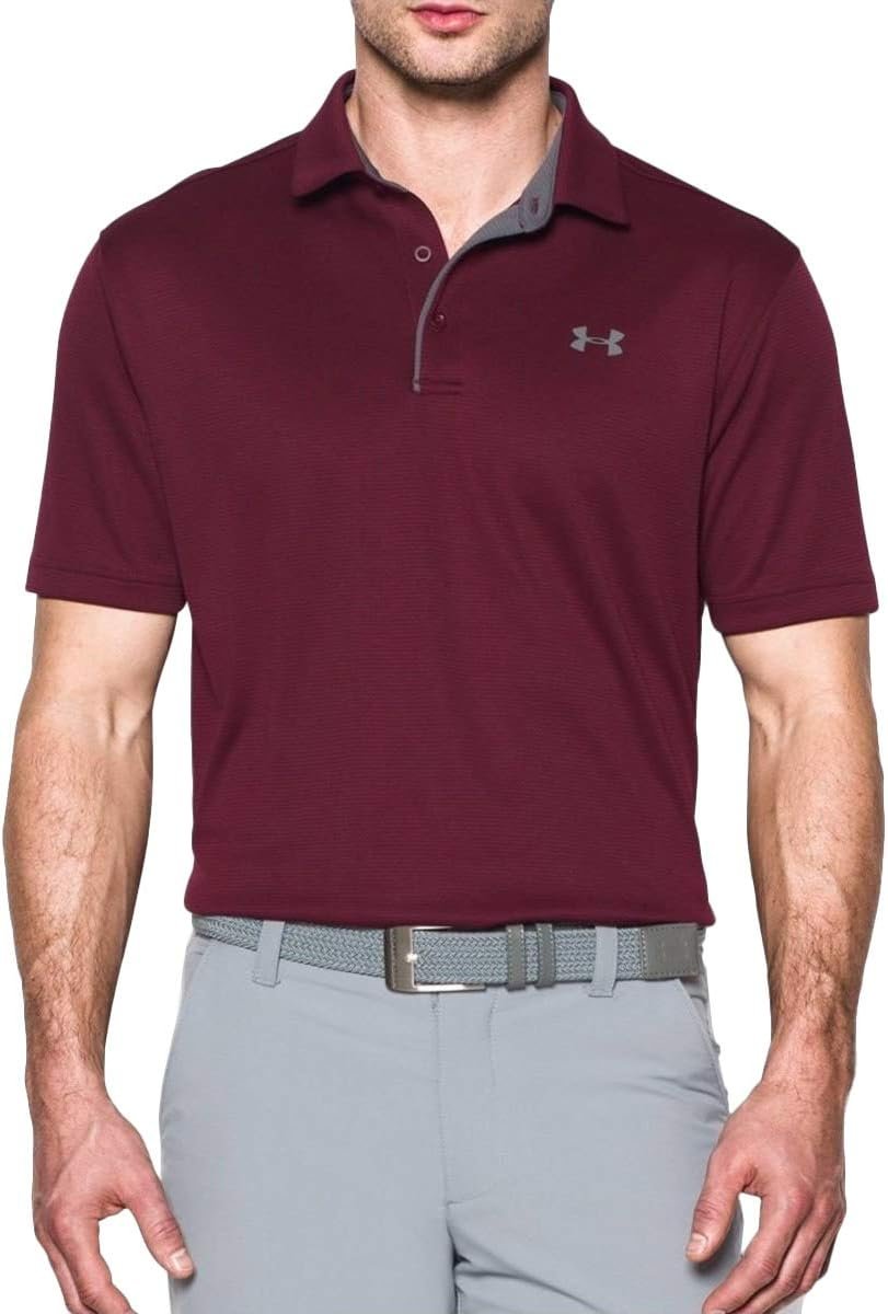UNDER ARMOUR mens Tech Golf Polo ,(691) Chestnut Red / Pitch Gray / Pitch Gray,XX-Large Tall