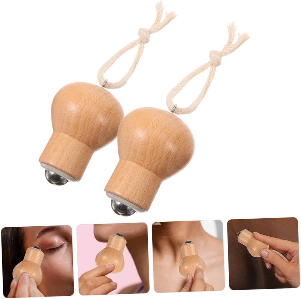 VICASKY 2 Pezzi Massaggiatore Di Sfere Lampadina Massaggio Rulli Giglio Massaggianti Schiuma Facciale Attrezzo Massaggiatore Di Bellezza Per Il Viso Strumento Massaggiatore Manuale Faggio