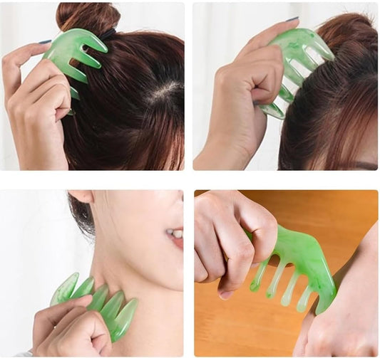 2 PCS Jade Combs Massage Stone Hair Comb,Hair Comb Scalp Massager Comb Scalp Care Massage Tool,Gua Sha Comb (Style1)