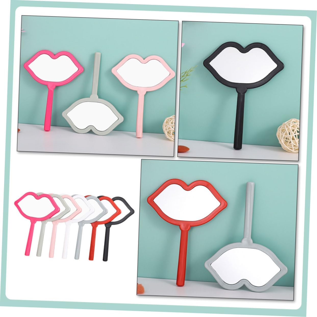 DEARMAMY 7Pezzi Portatile Specchietti Compatti Multi Per Viaggio Design Irregolare Per Labbra Accessorio Per Make Up Colori Misti