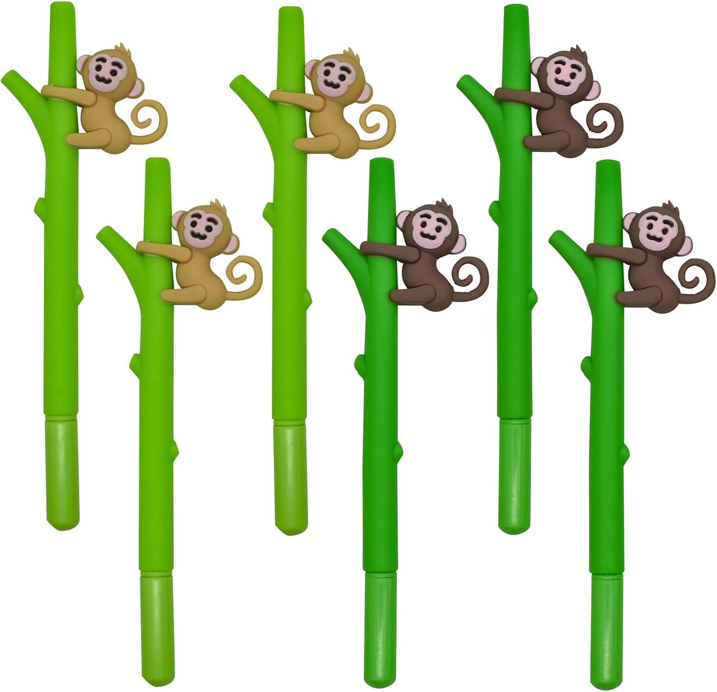Maydahui 12PCS Tree Climbing Monkey Gel Pen Cute Cartoon Animal Pens Soft Silicone Black Ink for Boys Office School Stationery Supplies
