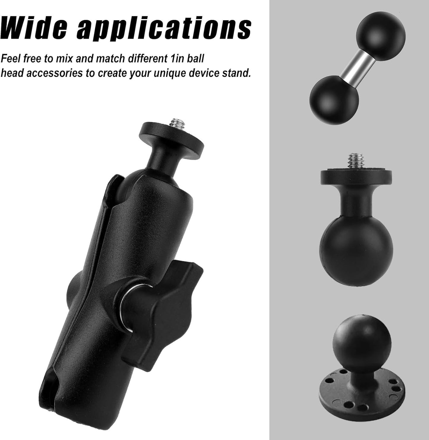 Gosknor Double Socket Arm Mount, 3.62in Aluminum Alloy Double Socket Arm for RAM Mount Phone Holder Bike Truck RAM Mounts Arms for 1" Ball Components