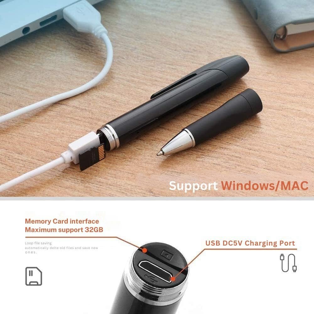 GoFu Hidden Spy Camera Pen, HD 1080P Mini Portable Black Secret Camera with 32GB Micro SD Card, Pocket Cam Recorder for Video & Photo & Audio Recording up to 75 Minutes