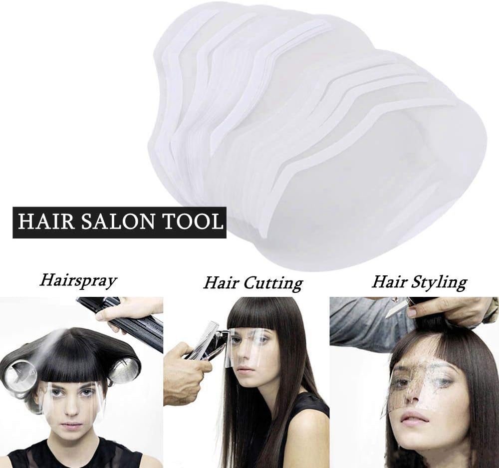 LWBTOSEE 50pcs Hairdressing Haircut Face Mask Shield Cover Hair Cutting Dyeing Protector with Handle Pro Salon Hair Styling Care Tools