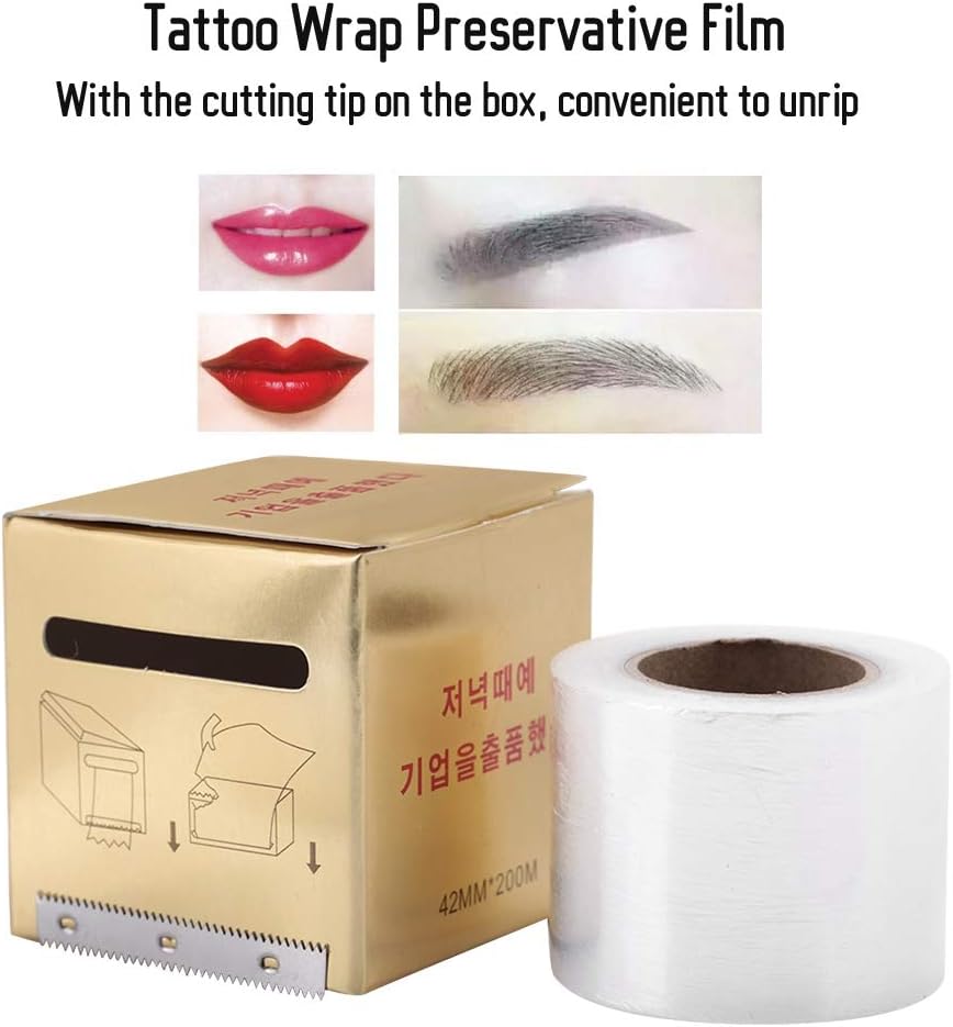 pellicola sopracciglia Monouso Pellicola Protettiva Tatuaggio - Tatuaggio Makeup Plastic Wrap Preservative Film, Protezione Barriera Trasparente Accessori Trucco Antibatterico Kit Patch Impermeabile