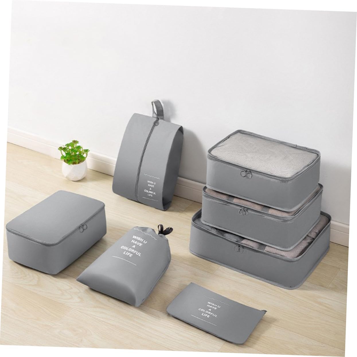 Healeved 1 set Travel Clothes Organizer Packing Bags for Shoes Toiletries Clothing Lightweight Durable Storage Pouches for Organization Grey