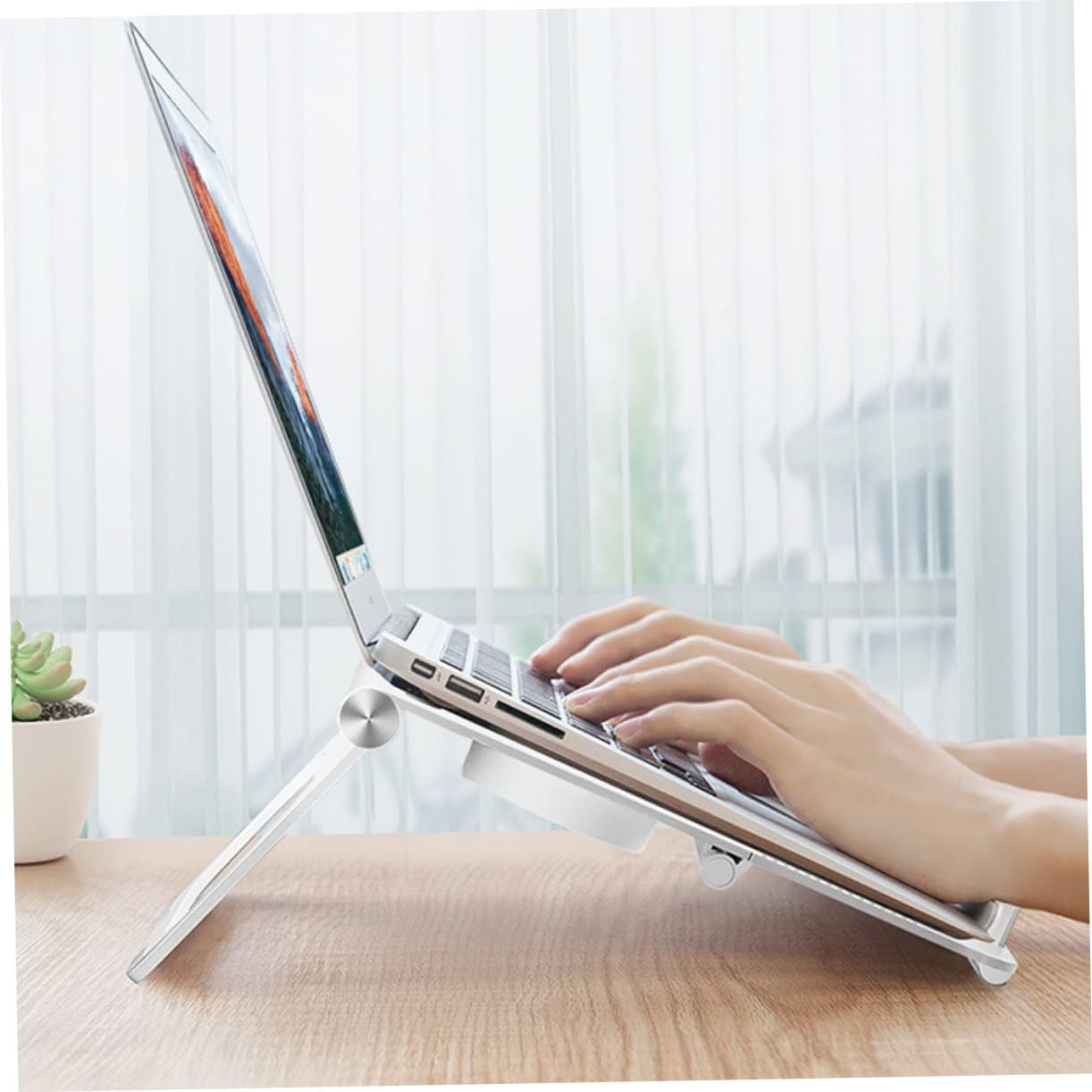 LABRIMP Laptop Stand with Height and Dual Cooling Fans Multipurpose Notebook Holder for Enhanced Stability and Ergonomics Compatible with All Laptops