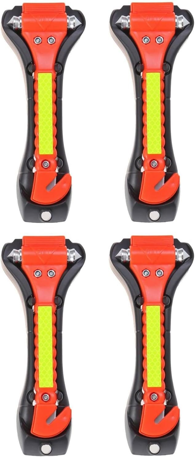 Kriture Escape Tool 4 Pack for Car, Auto Emergency Safety Hammer with Car Window Breaker and Seat Belt Cutter