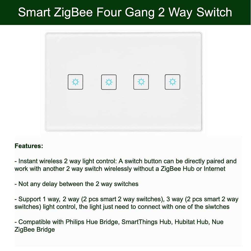 ZigBee Smart 4 Gang 2 Way Light Switch for Home Automation and Voice Control …