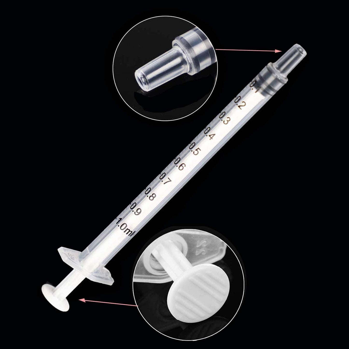 50 Pack 1ml Syringe with Luer Slip Tip Without Needle for Measuring, Pet Feeding, Watering, Crafts