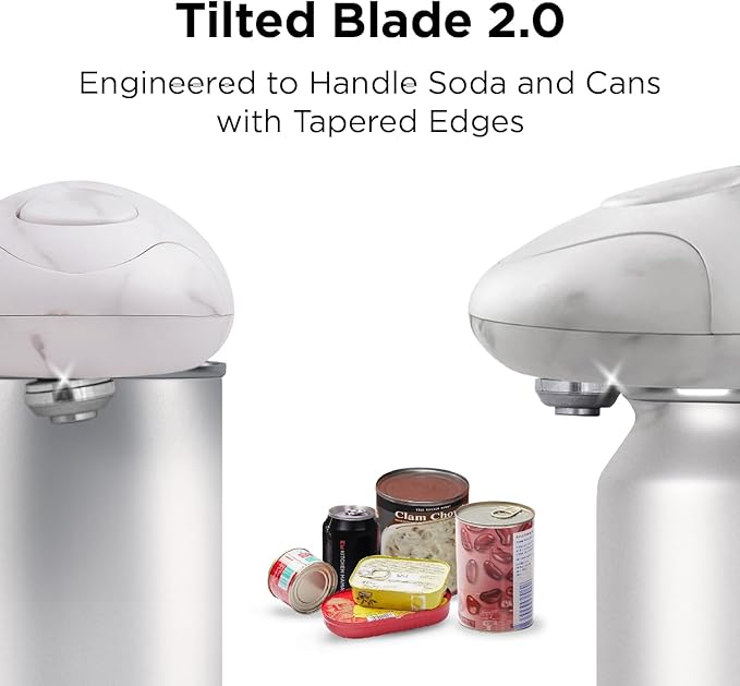 Kitchen Mama Auto 2.0 Electric Can Opener: Refined Blade Opens Almost Any Can - Automatic, Hands Free, Smooth Edge, Food-Safe, Battery Operated, YES YOU CAN (Marble White)