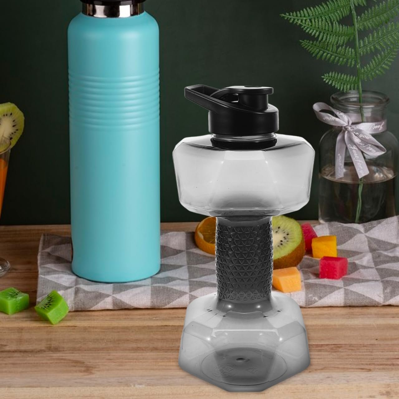 BESPORTBLE Dumbbell Water Cup Dumbbell Water Kettle Water Weights Gum Bottle Water Filled Dumbbells Sports Drinking Cup Drinking Water Bottles Drinking Bottle Gym Water Mug Black Pp re-usable