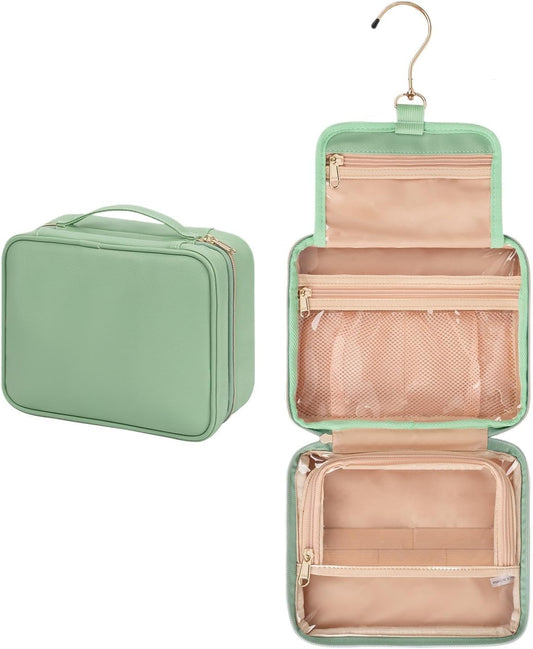Travel Toiletry Bag with Hook, Hangable Foldable 3-Compartment Organizer, Portable Makeup Pouch with Handle, Spacious Travel Bag for Toiletries and, 1 Piece, Single Attribute, Please refer to
