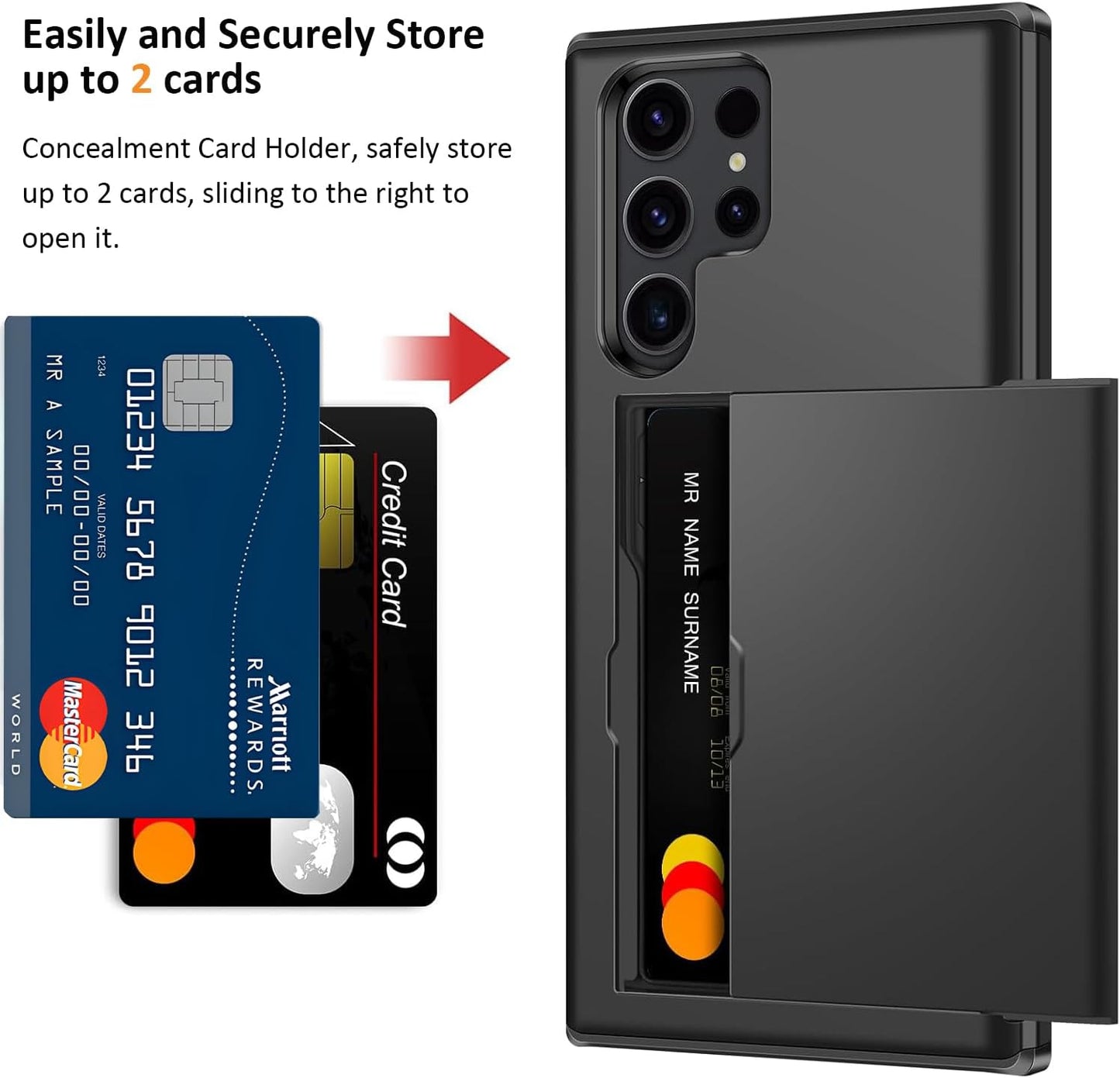 for Samsung Galaxy S25 Ultra Case Wallet, Built-in Card Holder (2 Cards) Military Grade Protection, Raised Edges Protect Screen, Shockproof Slim Case for Samsung Galaxy S25 Ultra 6.9"