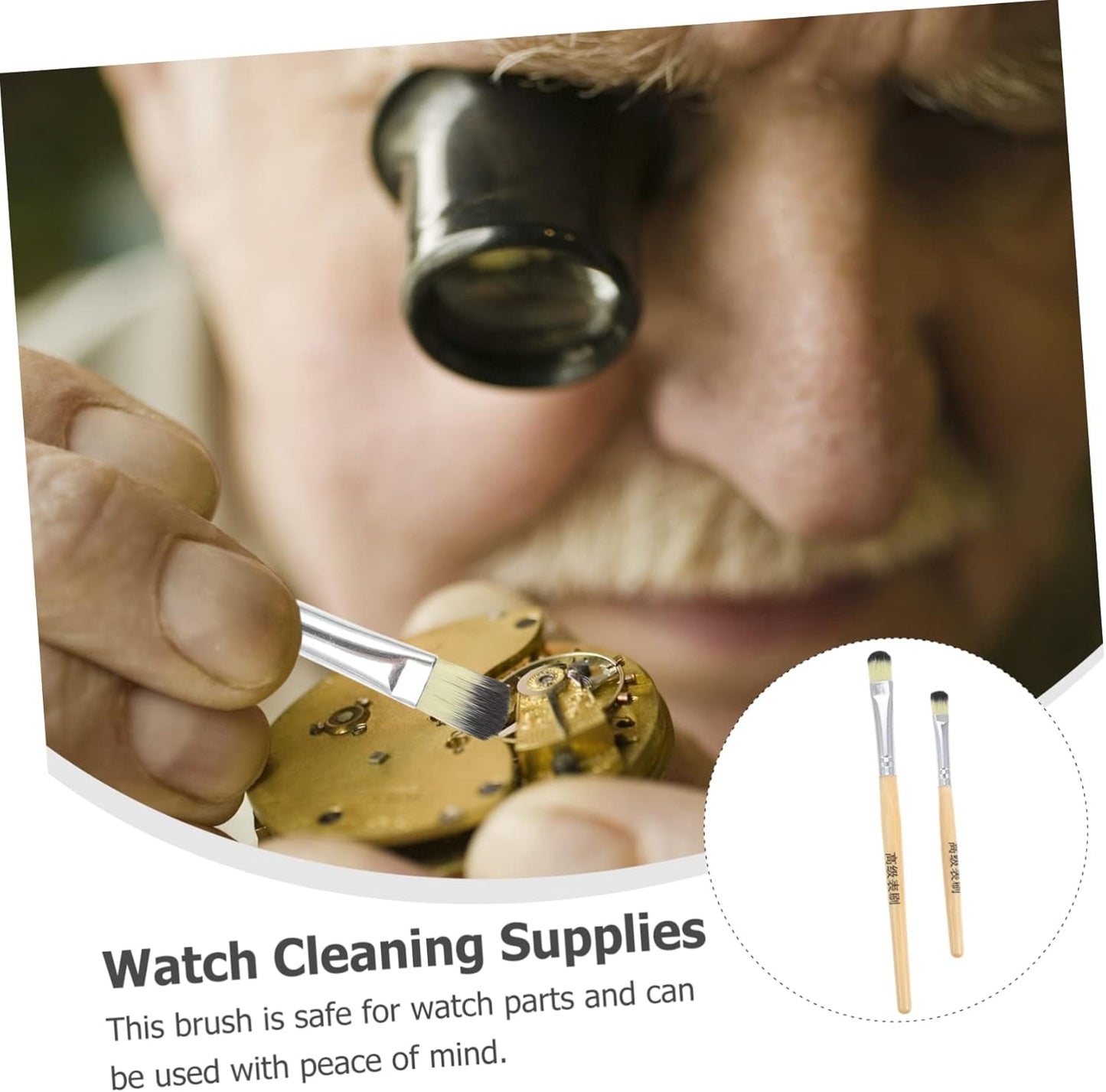 Cabilock 2Pcs Watch Movement Cleaning Brush Soft Bristles for Parts Maintenance Essential Repair Tools for Watchmakers and Enthusiasts