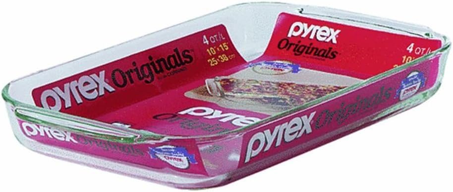 Pyrex 6001040 Bakeware 4.8 Quart Oblong Baking Dish, Clear