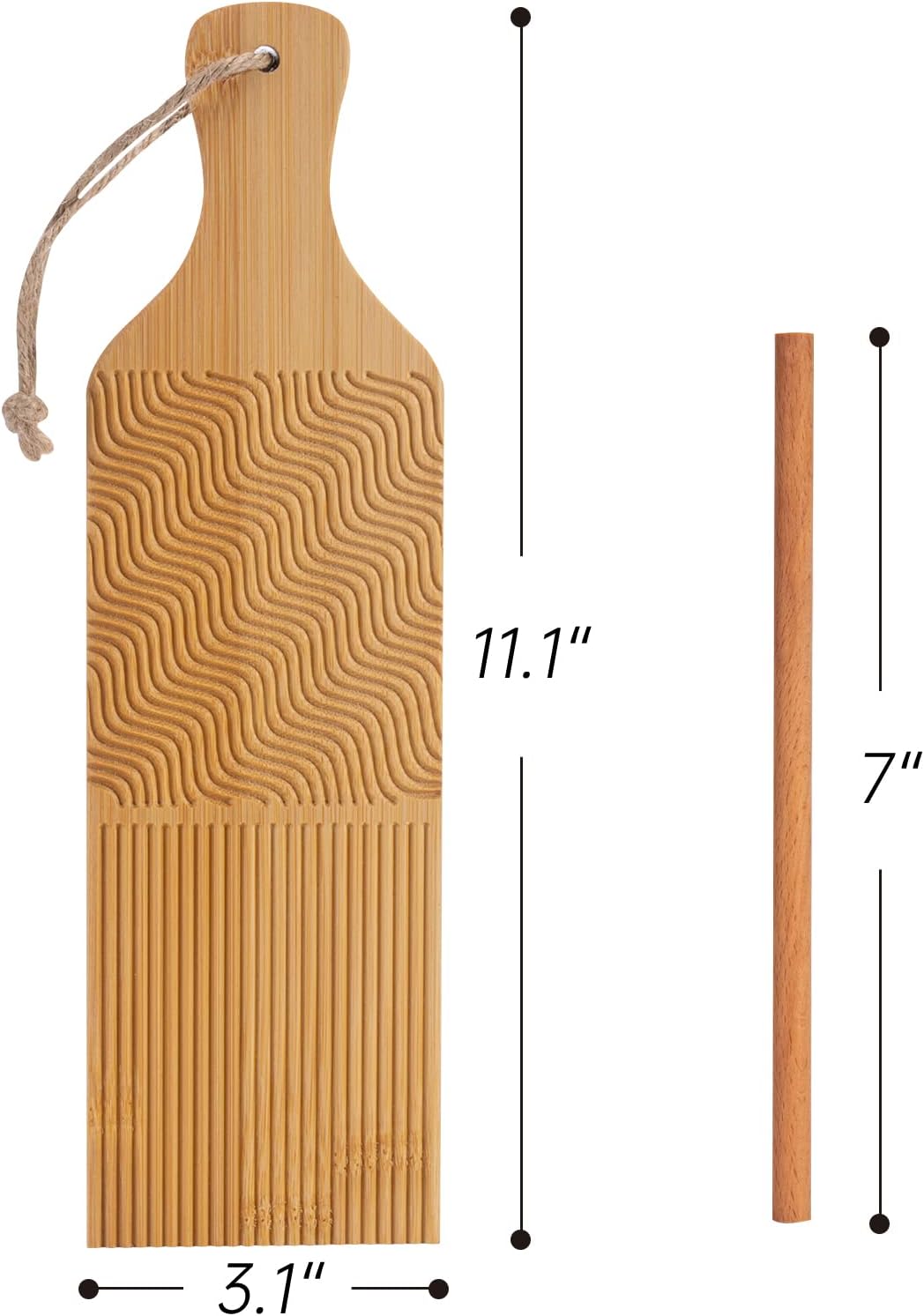 Gnocchi Board Hand Crafted Gnocchi Paddle with Garganelli Stick Maveite Cavatelli Pasta Maker Pasta Board Gnocchi Ridges Roller Natural Bamboo Kitchen Gadgets Tools