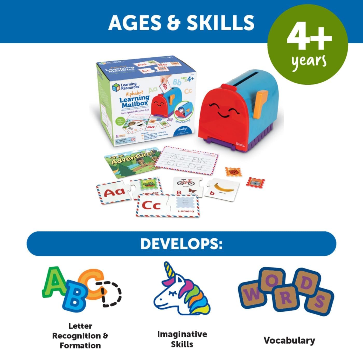 Learning Resources Alphabet Learning Mailbox, 62 Pieces, Ages 4+, Preschool Toys, Preschool Learning Activities, Kindergarten Toys