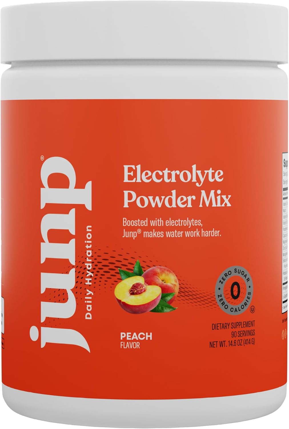 JUNP Hydration Electrolyte Powder, Electrolytes Drink Mix, Hydration Mix, Sugar Free, Gluten Free, 0 Calories, 0 Carbs, Keto Friendly, NON - GMO Kosher, 90 Servings. (Peach)
