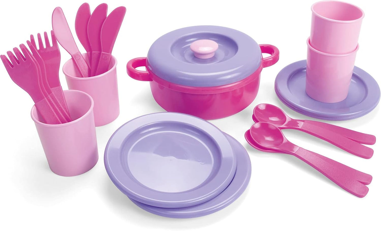 Dantoy Dinner Set for 4, Role Play Toys for Kids with 22 Pieces, Princess Pink, Multicoloured, 16 x 13 x 18.5 cm