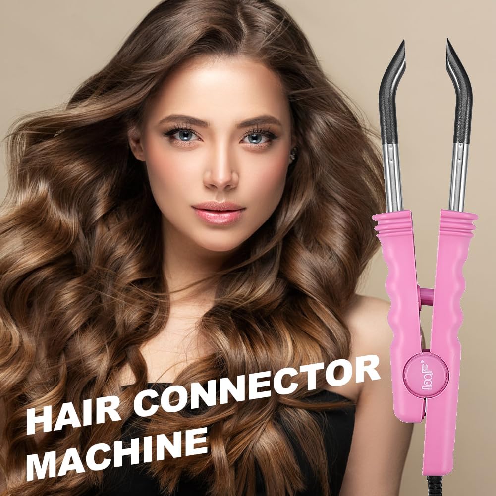 Tbest Hair Extension Connector Machine, Salon Wig Tool, Wig Tool, Thermal Hair Pink